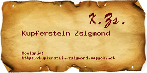 Kupferstein Zsigmond névjegykártya